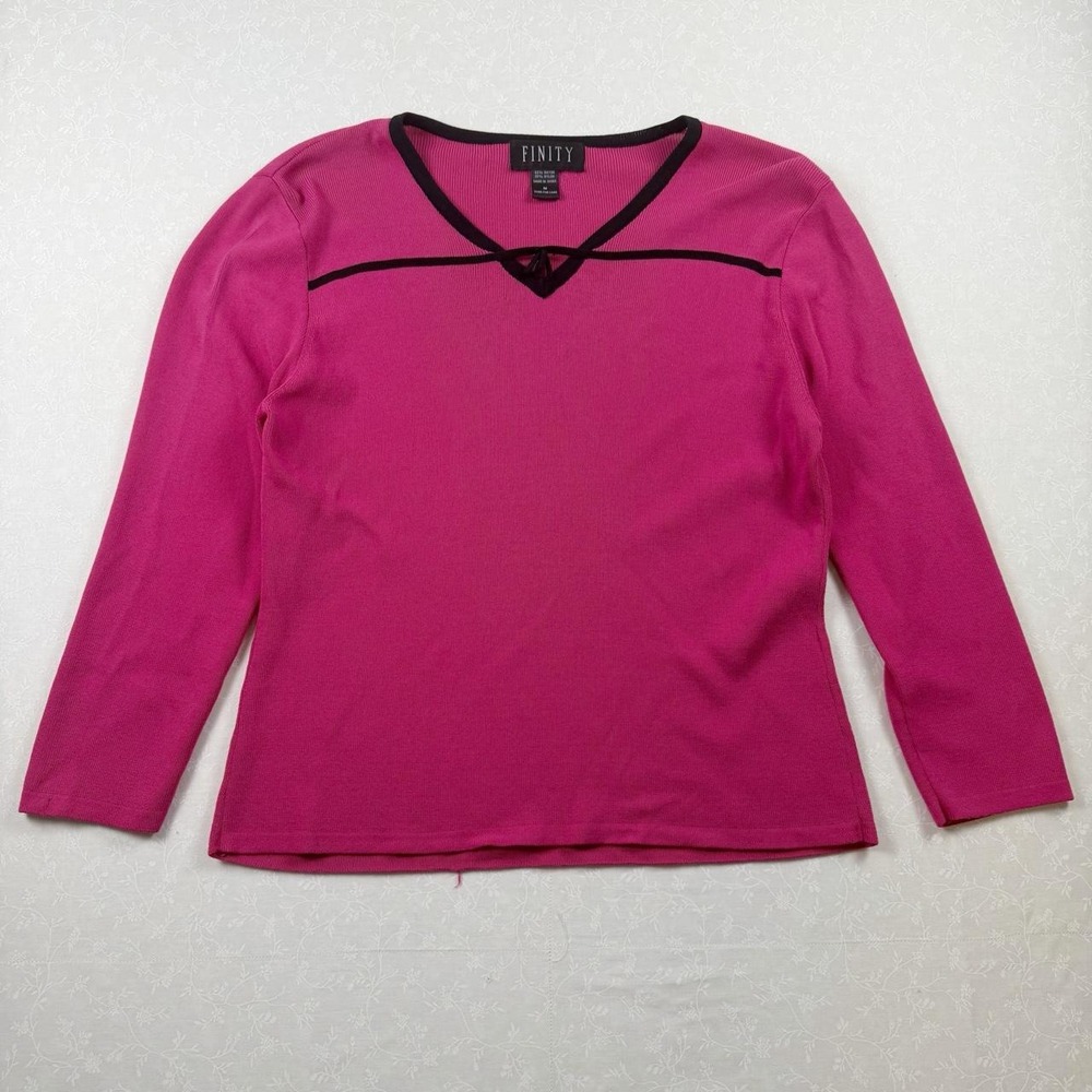 Vintage Finity Pink Contrast Trim Top — Size M